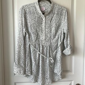 Isabel Maternity Top Long Sleeve Black and White Medium
